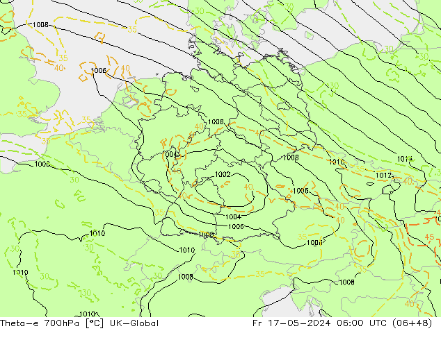 Theta-e 700hPa UK-Global Sex 17.05.2024 06 UTC