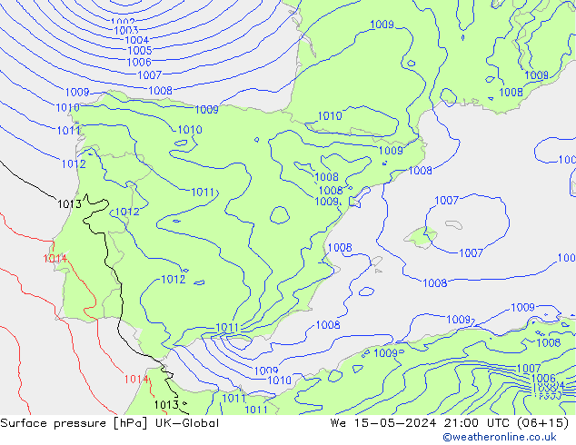 Luchtdruk (Grond) UK-Global wo 15.05.2024 21 UTC