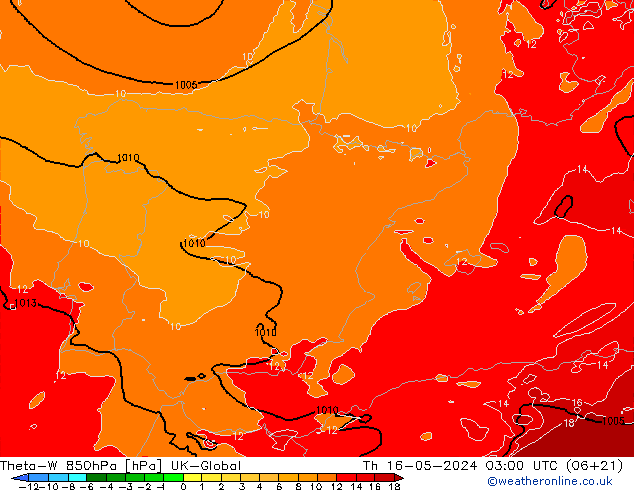 Theta-W 850hPa UK-Global Čt 16.05.2024 03 UTC