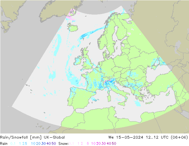 Lluvia/nieve UK-Global mié 15.05.2024 12 UTC