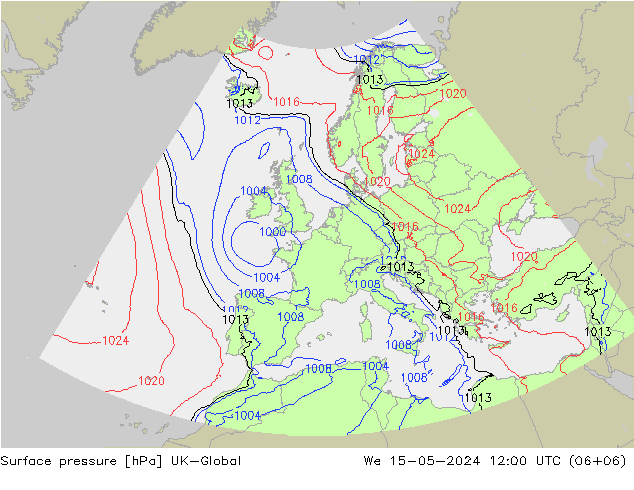 pression de l'air UK-Global mer 15.05.2024 12 UTC