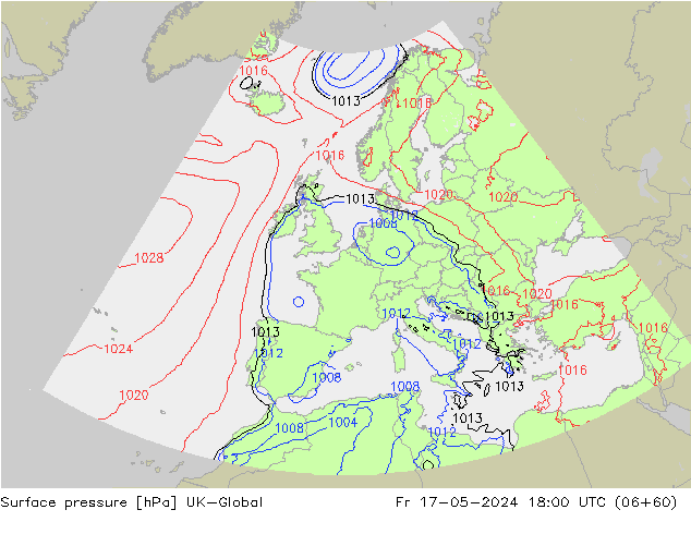 Surface pressure UK-Global Fr 17.05.2024 18 UTC