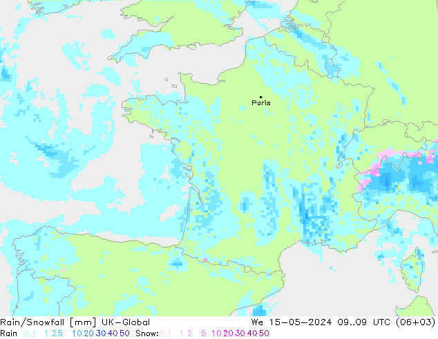 Regen/Schneefall UK-Global Mi 15.05.2024 09 UTC