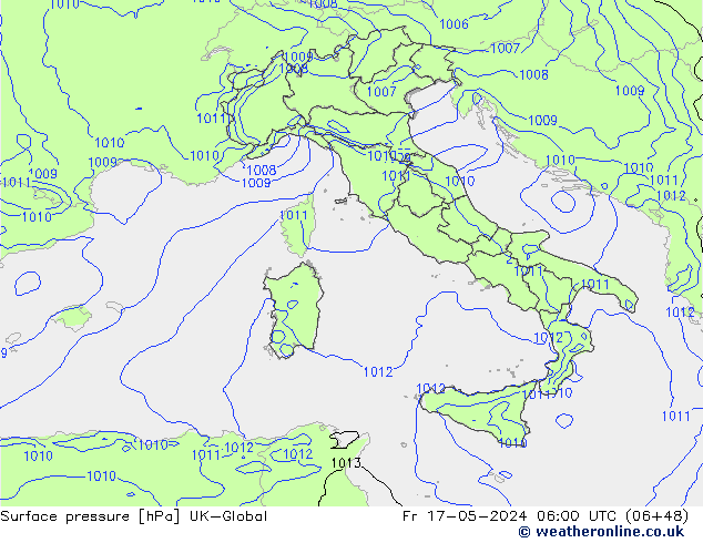 Luchtdruk (Grond) UK-Global vr 17.05.2024 06 UTC