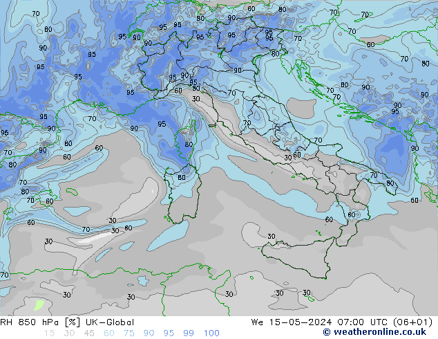 RV 850 hPa UK-Global wo 15.05.2024 07 UTC