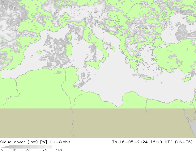 Cloud cover (low) UK-Global Th 16.05.2024 18 UTC
