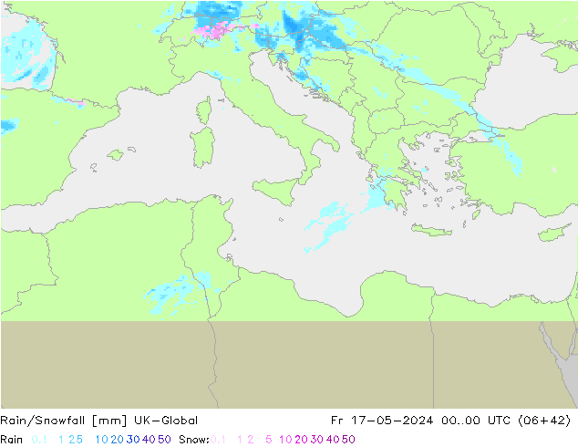 Rain/Snowfall UK-Global ven 17.05.2024 00 UTC