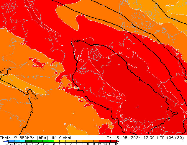 Theta-W 850hPa UK-Global Do 16.05.2024 12 UTC
