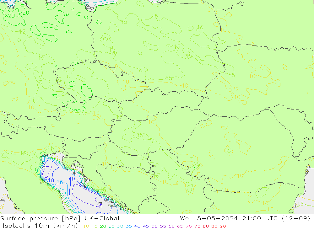 Isotachen (km/h) UK-Global wo 15.05.2024 21 UTC