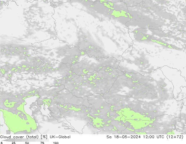 Cloud cover (total) UK-Global So 18.05.2024 12 UTC