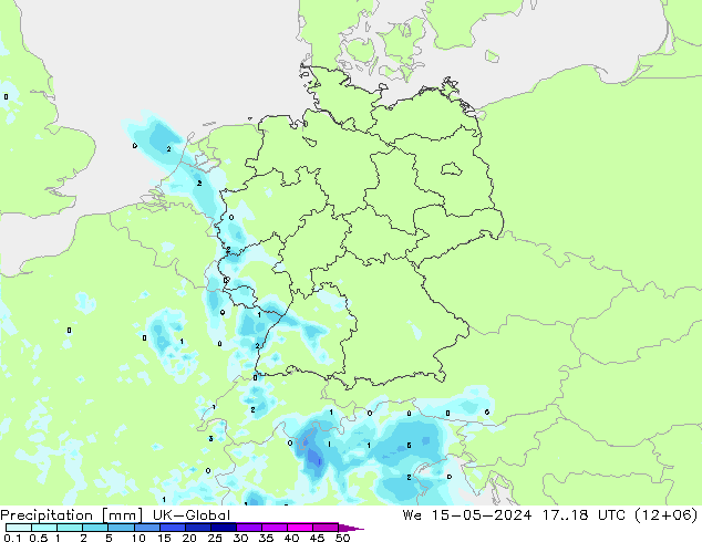 Precipitación UK-Global mié 15.05.2024 18 UTC