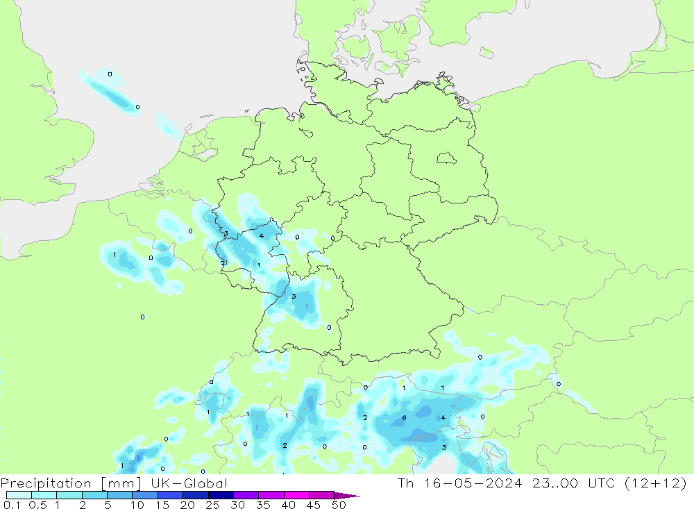 Precipitación UK-Global jue 16.05.2024 00 UTC