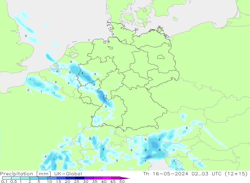 Précipitation UK-Global jeu 16.05.2024 03 UTC