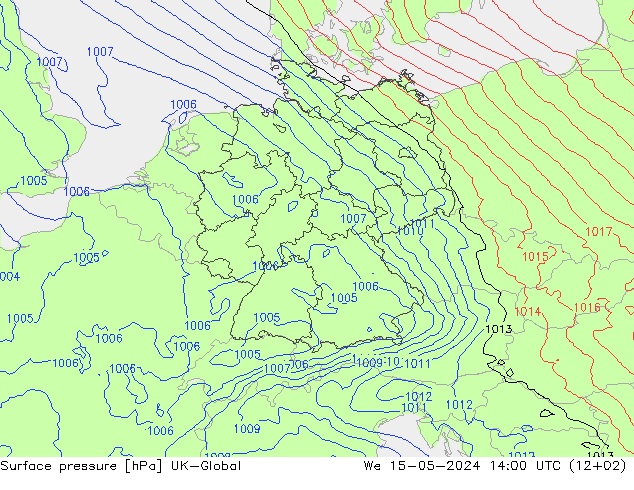 Surface pressure UK-Global We 15.05.2024 14 UTC