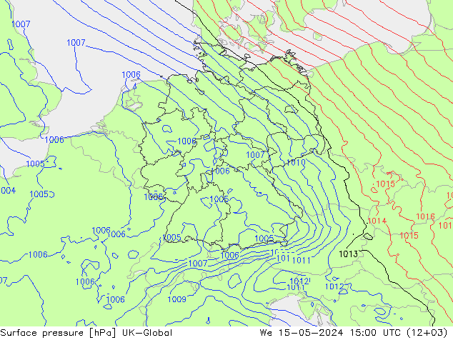 地面气压 UK-Global 星期三 15.05.2024 15 UTC