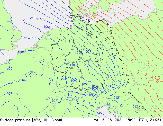 pression de l'air UK-Global mer 15.05.2024 18 UTC