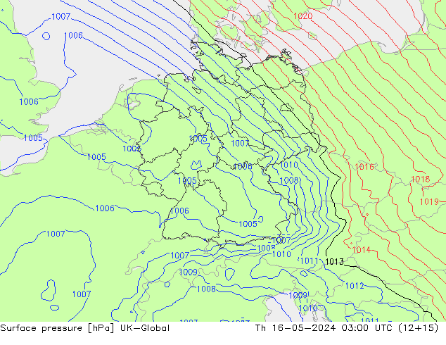 Surface pressure UK-Global Th 16.05.2024 03 UTC