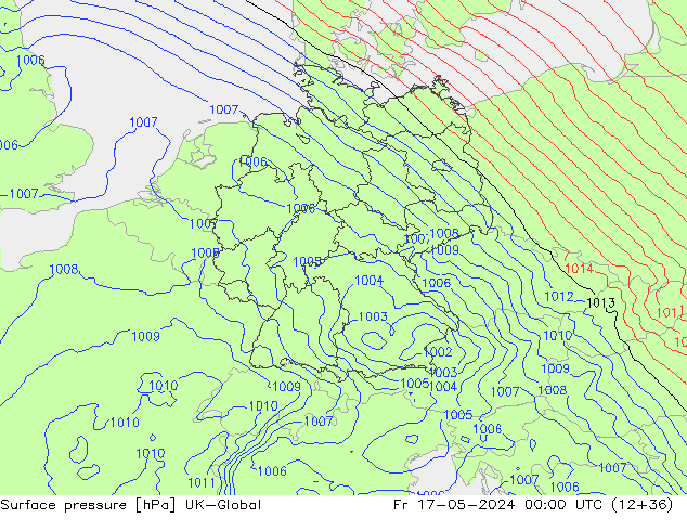 Atmosférický tlak UK-Global Pá 17.05.2024 00 UTC