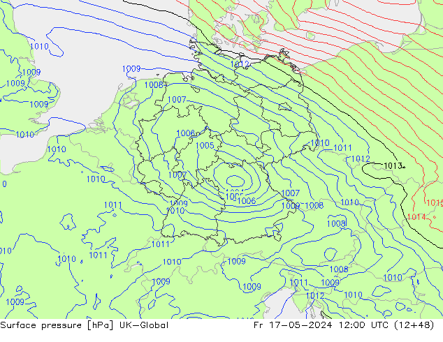 приземное давление UK-Global пт 17.05.2024 12 UTC