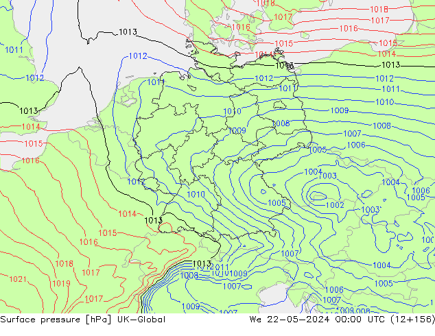 Surface pressure UK-Global We 22.05.2024 00 UTC