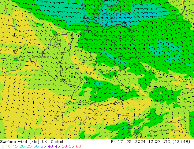 Surface wind UK-Global Fr 17.05.2024 12 UTC