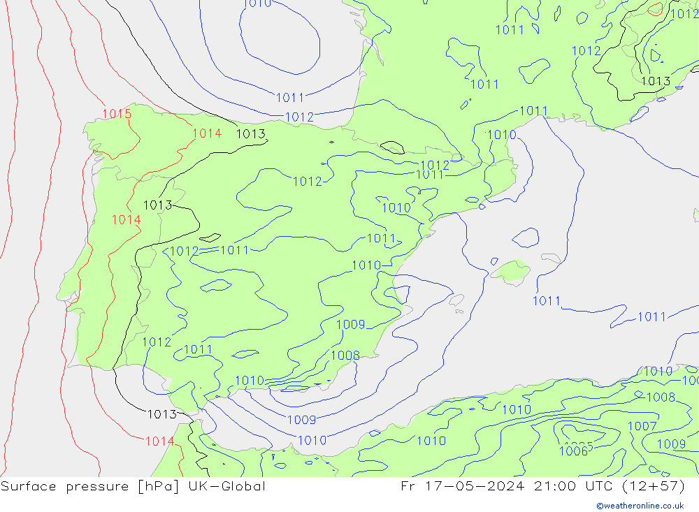 Luchtdruk (Grond) UK-Global vr 17.05.2024 21 UTC