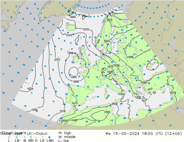 Cloud layer UK-Global mié 15.05.2024 18 UTC