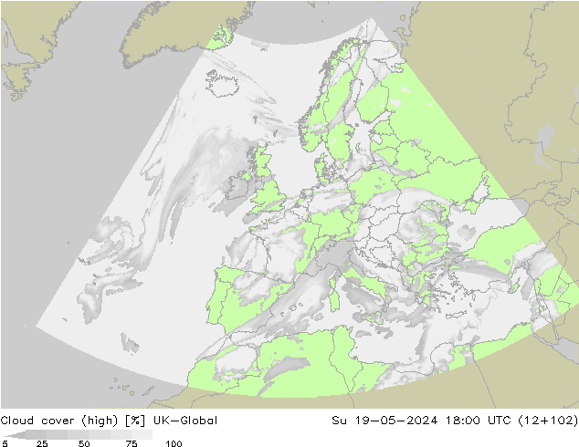 Nuages (élevé) UK-Global dim 19.05.2024 18 UTC