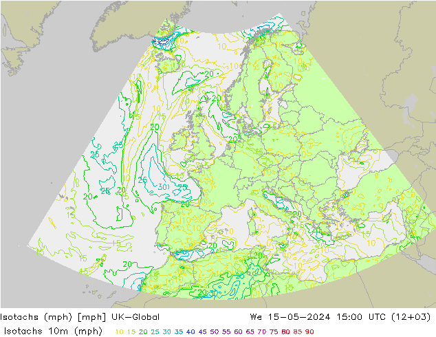 Isotachen (mph) UK-Global Mi 15.05.2024 15 UTC