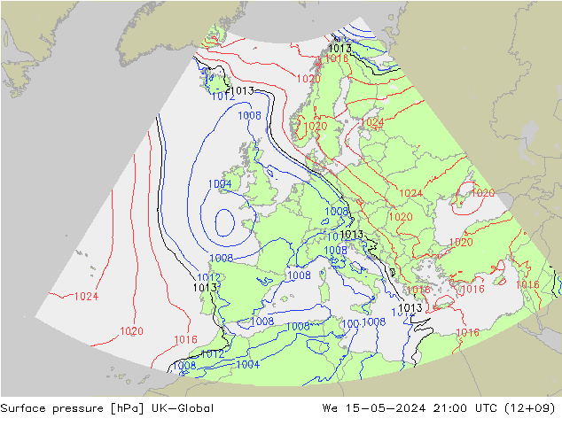 pression de l'air UK-Global mer 15.05.2024 21 UTC