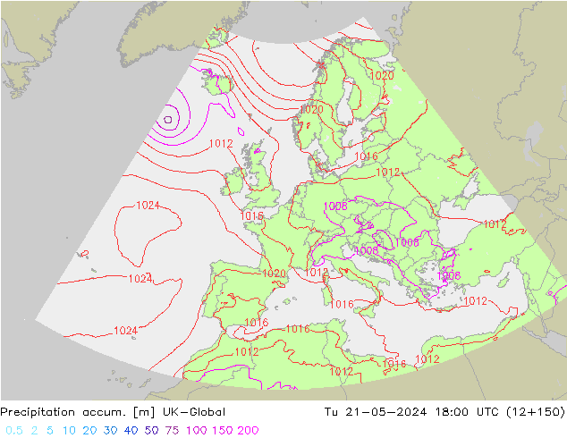 Toplam Yağış UK-Global Sa 21.05.2024 18 UTC
