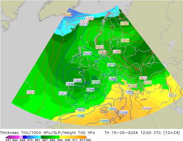 Thck 700-1000 hPa UK-Global Th 16.05.2024 12 UTC