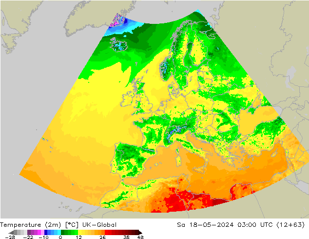 Temperatuurkaart (2m) UK-Global za 18.05.2024 03 UTC