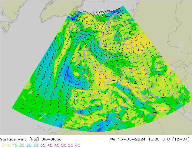 风 10 米 UK-Global 星期三 15.05.2024 13 UTC