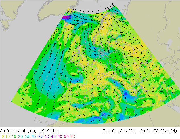 ветер 10 m UK-Global чт 16.05.2024 12 UTC