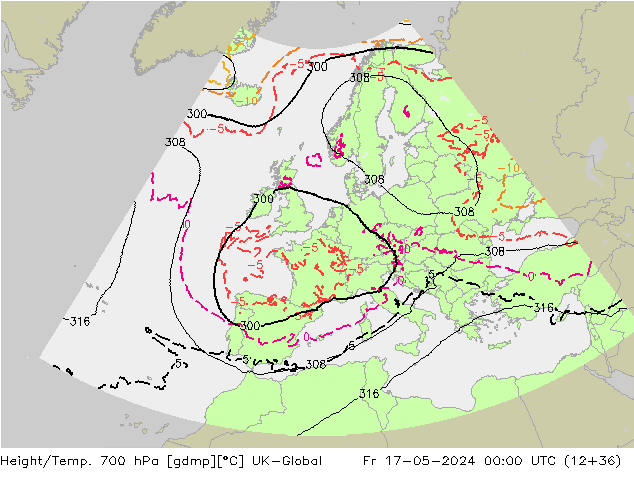 Yükseklik/Sıc. 700 hPa UK-Global Cu 17.05.2024 00 UTC