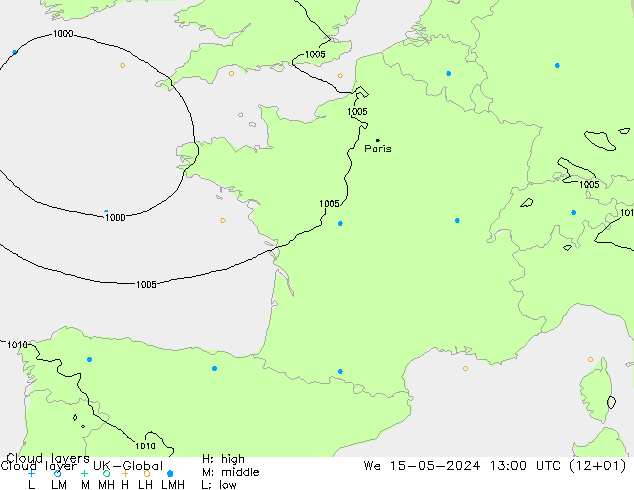 Cloud layer UK-Global St 15.05.2024 13 UTC