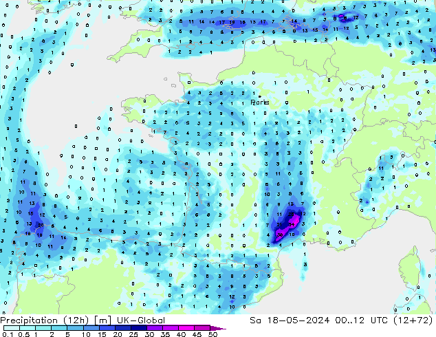 Precipitation (12h) UK-Global Sa 18.05.2024 12 UTC
