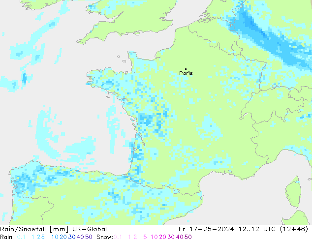 Rain/Snowfall UK-Global ven 17.05.2024 12 UTC