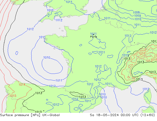 приземное давление UK-Global сб 18.05.2024 00 UTC