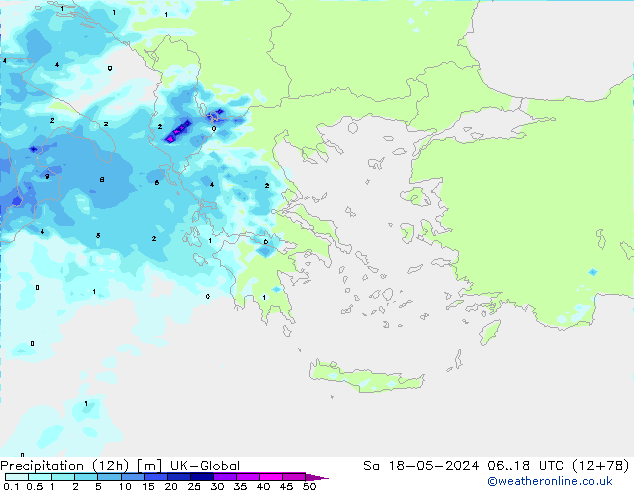 Precipitation (12h) UK-Global Sa 18.05.2024 18 UTC