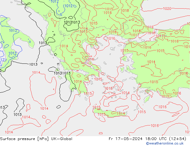 Presión superficial UK-Global vie 17.05.2024 18 UTC