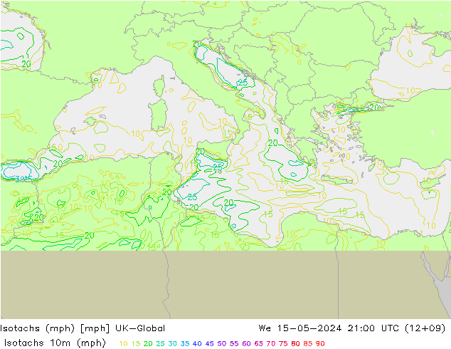 Isotachs (mph) UK-Global We 15.05.2024 21 UTC