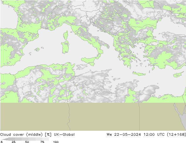 Bewolking (Middelb.) UK-Global wo 22.05.2024 12 UTC