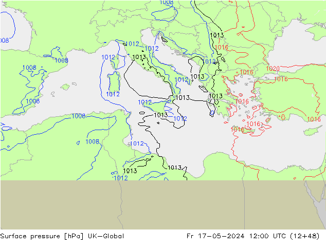 Surface pressure UK-Global Fr 17.05.2024 12 UTC