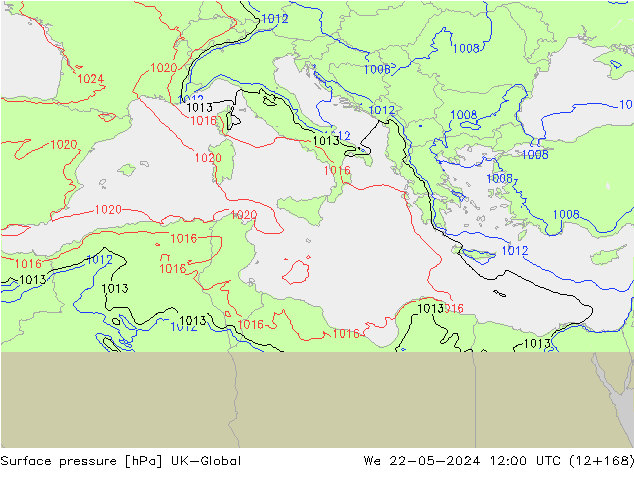 приземное давление UK-Global ср 22.05.2024 12 UTC