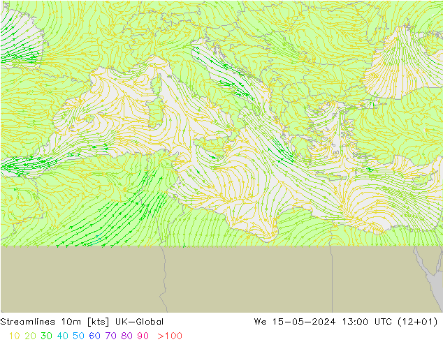 Rüzgar 10m UK-Global Çar 15.05.2024 13 UTC
