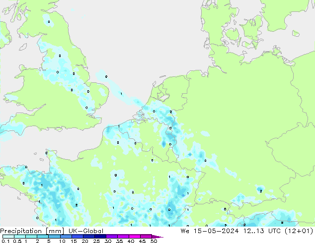 降水 UK-Global 星期三 15.05.2024 13 UTC