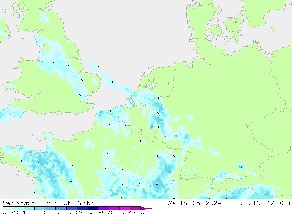 Precipitation UK-Global We 15.05.2024 13 UTC