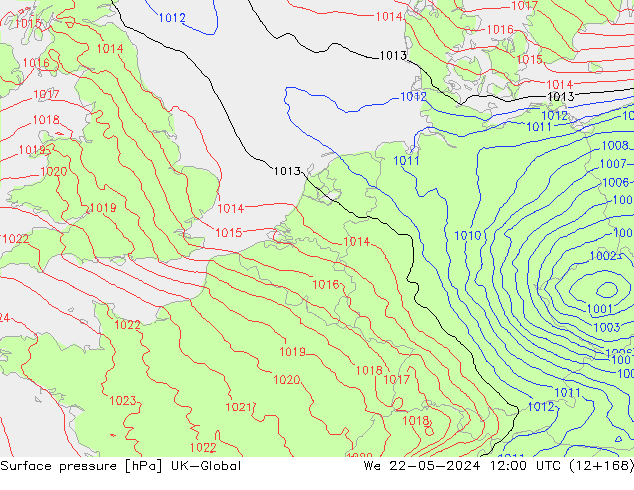 pressão do solo UK-Global Qua 22.05.2024 12 UTC